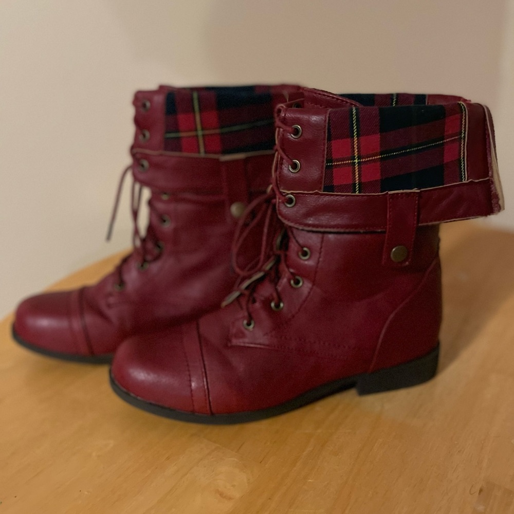 Red Combat Boots